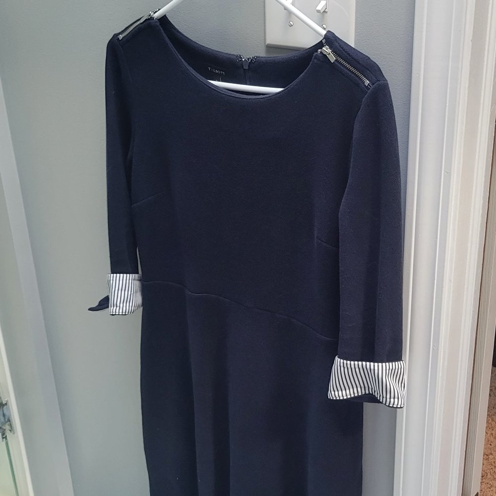 Talbots 3/4 sleeve navy dress